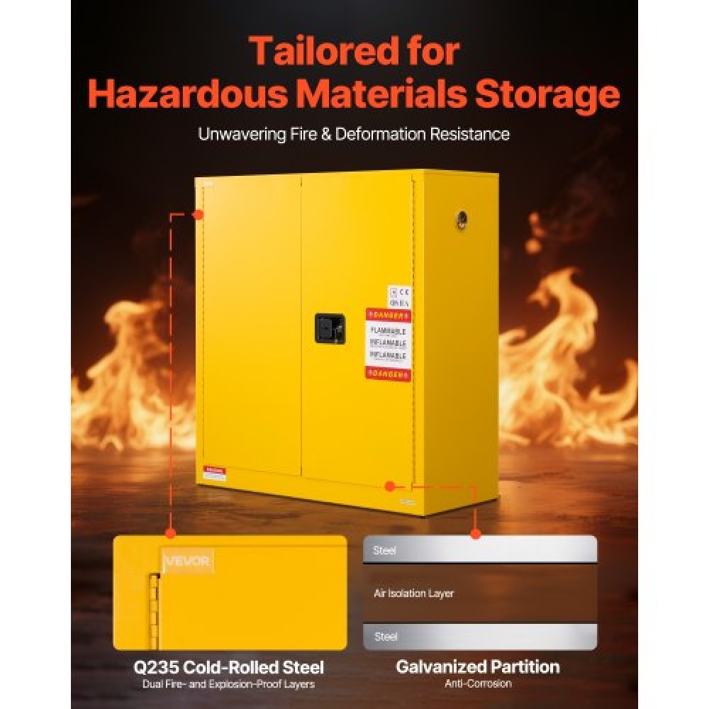 VEVOR 29Gal Flammable Storage Cabinet with Adjustable Shelf for Flammable Liquid