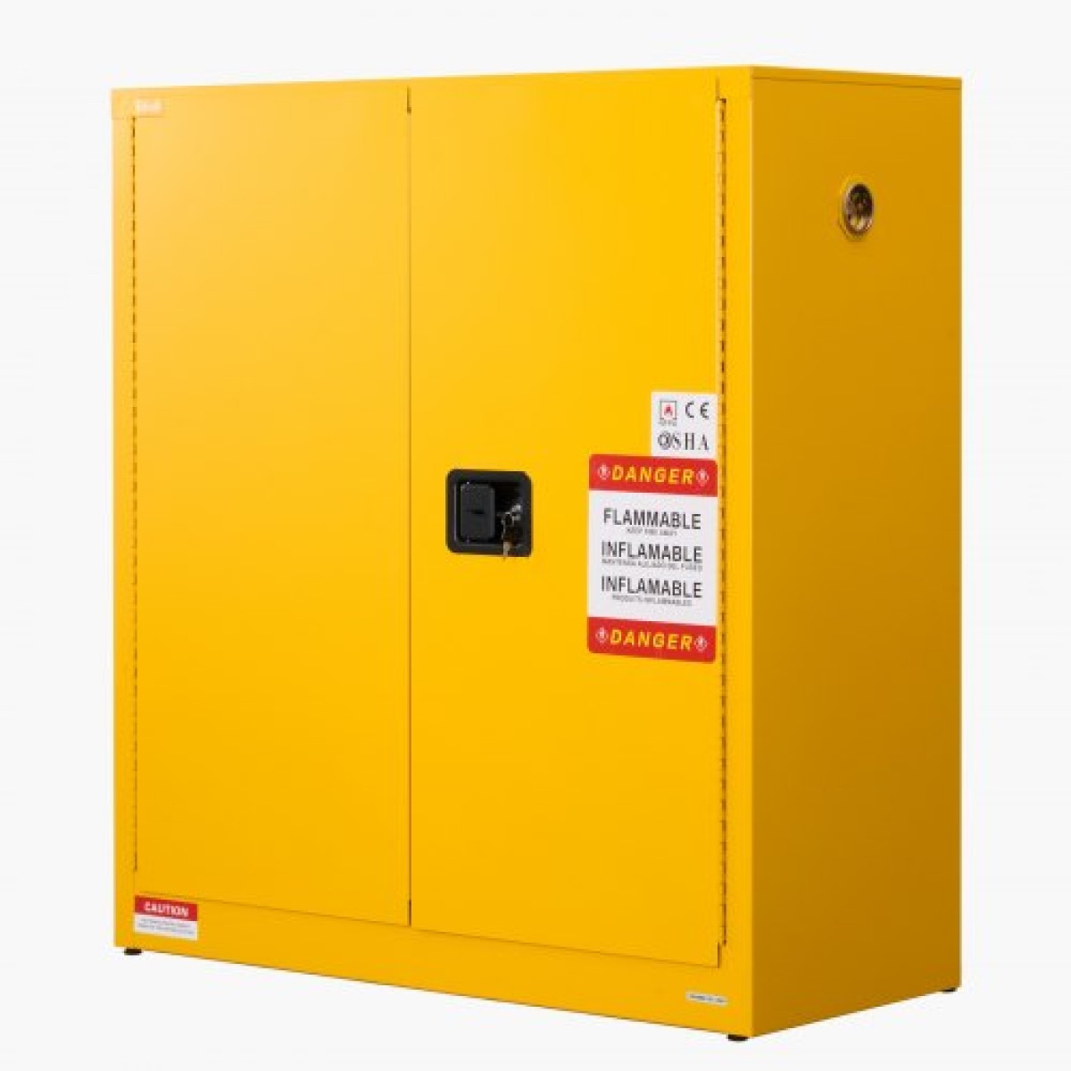 Εύφλεκτο ντουλάπι VEVOR, 109,2 x 46 x 118 cm, 29 γαλόνια εύφλεκτο ντουλάπι αποθήκευσης με ρυθμιζόμενο ράφι, ντουλάπια ψυχρής έλασης και γαλβανισμένο χάλυβα, για εμπορική βιομηχανική και οικιακή χρήση, κίτρινο