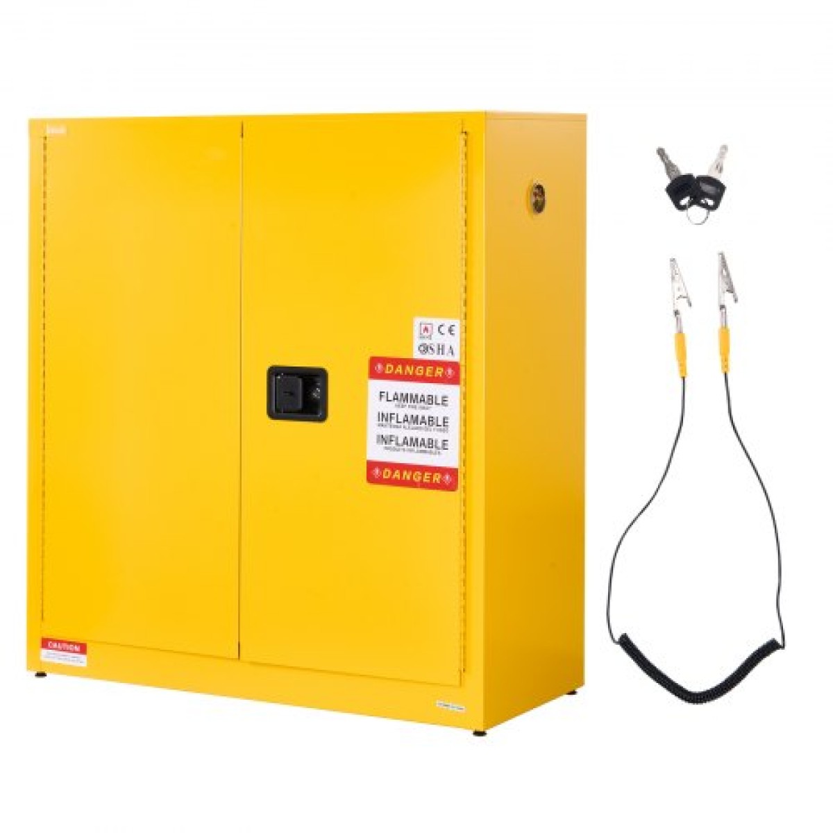 Εύφλεκτο ντουλάπι VEVOR, 109,2 x 46 x 118 cm, 29 γαλόνια εύφλεκτο ντουλάπι αποθήκευσης με ρυθμιζόμενο ράφι, ντουλάπια ψυχρής έλασης και γαλβανισμένο χάλυβα, για εμπορική βιομηχανική και οικιακή χρήση, κίτρινο