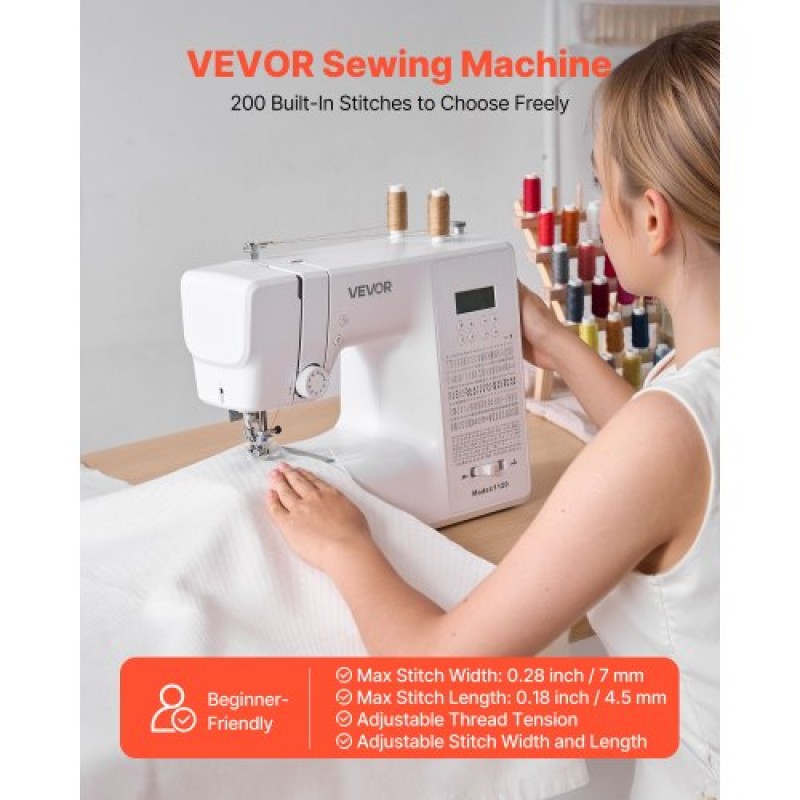 VEVOR Computerized Sewing Machine Digital Sewing Machine 200 Stitch Applications