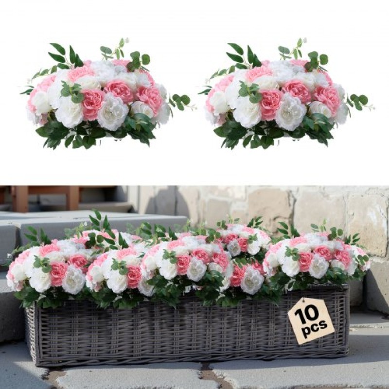 Μπουκέτο VEVOR Flower Ball Arrangement 10 ΤΕΜ, Διαμέτρου 450 mm Μπάλες τεχνητού λουλουδιού Τραπέζι γάμου Κεντρικά, Ροζ Συνθέσεις για Κεντρική διακόσμηση Γάμου, Ροζ και Λευκά τριαντάφυλλα