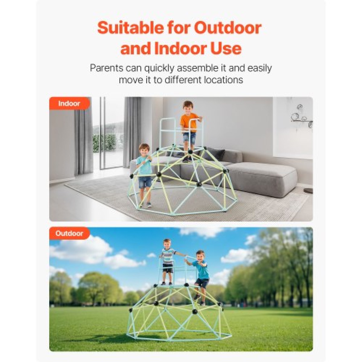 VEVOR Climbing Dome, 183cm Geometric Dome Climber για παιδιά, 270kg Loading Εσωτερική/Εξωτερική Παιδική χαρά Jungle Gym, Εύκολη συναρμολόγηση Εξοπλισμός παιχνιδιού αναρρίχησης στην πίσω αυλή για αγόρια κορίτσια 3 έως 10 ετών