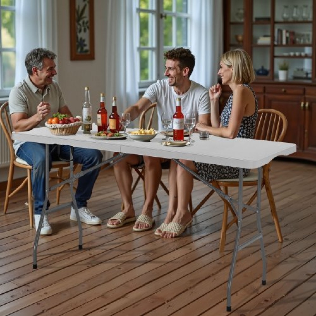 Πτυσσόμενο τραπέζι VEVOR, Φορητό 6 Ft Heavy Duty Πτυσσόμενο Τραπέζι Βοηθητικό, Εσωτερικό εξωτερικό Πλαστικό Ορθογώνιο Τραπέζι με ενσωματωμένη λαβή, για πάρτι, τραπεζαρία, γάμους, εκδηλώσεις, πικνίκ, κάμπινγκ, λευκό