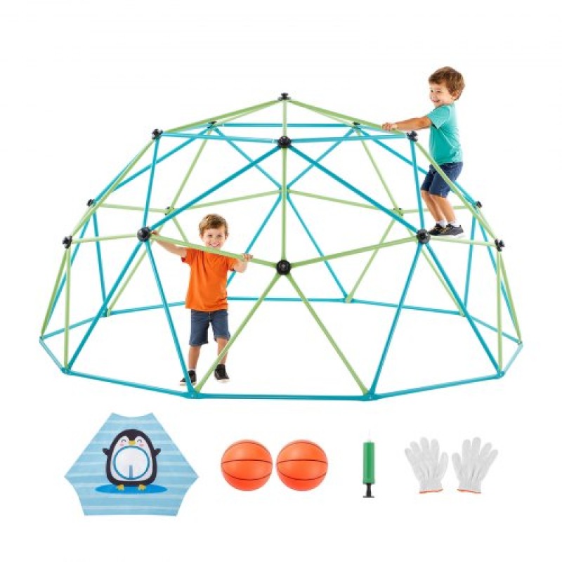 VEVOR Climbing Dome, 305cm Geometric Dome Climber για παιδιά, 453kg Loading Jungle Gym Παιδική χαρά με δίχτυ χταποδιού & 2 μπάλες μπάσκετ, Εύκολη συναρμολόγηση Υπαίθρια παιχνίδια αναρρίχησης στην πίσω αυλή - Δώρο για αγόρια κορίτσια