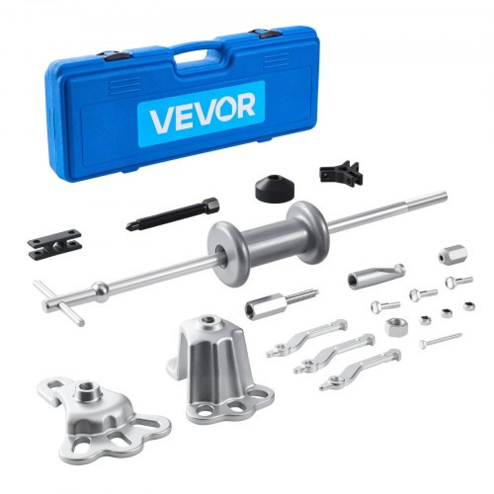 Σετ 9-Way Slide Hammer Puller VEVOR, 15 τμχ Σετ αφαίρεσης ρουλεμάν εμπρός τροχού & εξολκέα πλήμνης πίσω άξονα τροχού Εργαλείο εξολκέα βαθουλώματος άξονα άξονα, κιτ εργαλείων εξολκέα ρουλεμάν άξονα και σετ αφαίρεσης σφυριού ολίσθησης με κουτί μεταφοράς