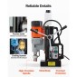 VEVOR Magnetic Drill Press, 1500 W, 60 mm Boring Diameter, 13000N Power Mag Drill Press, 0-600 RPM Ρυθμιζόμενη ταχύτητα, Morse Taper, M3-M16 Tapping, για μεταλλική επιφάνεια, βιομηχανική και οικιακή βελτίωση