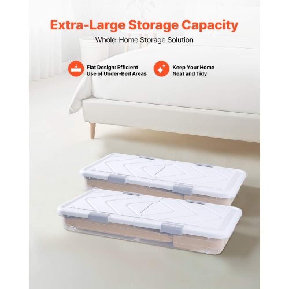 VEVOR Under Bed Storage με ρόδες, 805 x 396 x 175 mm δοχεία κάτω από το κρεβάτι, θήκη για παπούτσια κάτω από το κρεβάτι με καπάκι και γκρι μάνδαλο, κυλιόμενοι κάδοι αποθήκευσης κάτω από το κρεβάτι για κουβέρτες για ρούχα, παπούτσια, 4 πακέτο