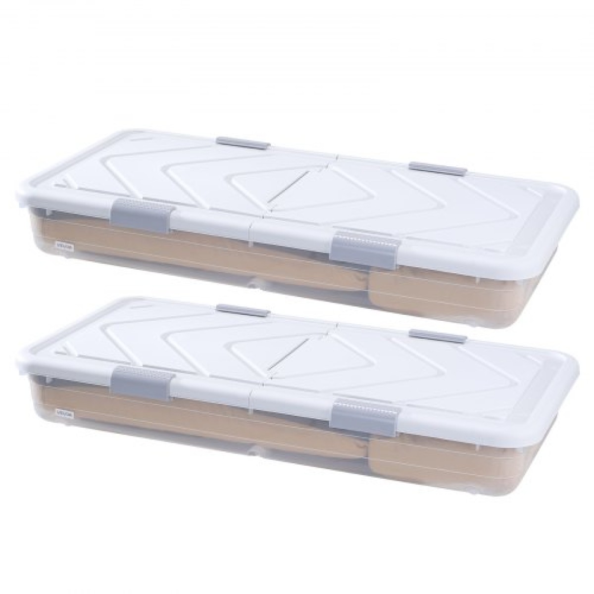 VEVOR Under Bed Storage με ρόδες, 805 x 396 x 175 mm δοχεία κάτω από το κρεβάτι, θήκη για παπούτσια κάτω από το κρεβάτι με καπάκι και γκρι μάνδαλο, κυλιόμενοι κάδοι αποθήκευσης κάτω από το κρεβάτι για κουβέρτες για ρούχα, παπούτσια, 4 πακέτο