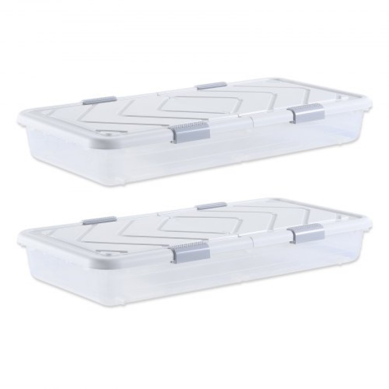 VEVOR Under Bed Storage με ρόδες, 805 x 396 x 175 mm δοχεία κάτω από το κρεβάτι, θήκη για παπούτσια κάτω από το κρεβάτι με καπάκι και γκρι μάνδαλο, κυλιόμενοι κάδοι αποθήκευσης κάτω από το κρεβάτι για κουβέρτες για ρούχα, παπούτσια, 4 πακέτο
