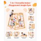 VEVOR Εσωτερική Παιδική Χαρά Jungle Gym, 7 σε 1 Ξύλινη εσωτερική παιδική χαρά για παιδιά, 113 KG παιχνίδια αναρρίχησης Montessori με κούνια, Monkey Bar, τσουλήθρα, Ξύλινη σκάλα, σκάλα με σχοινί, δίχτυ αναρρίχησης και βράχο
