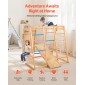 VEVOR Εσωτερική Παιδική Χαρά Jungle Gym, 7 σε 1 Ξύλινη εσωτερική παιδική χαρά για παιδιά, 113 KG παιχνίδια αναρρίχησης Montessori με κούνια, Monkey Bar, τσουλήθρα, Ξύλινη σκάλα, σκάλα με σχοινί, δίχτυ αναρρίχησης και βράχο