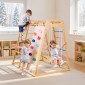 VEVOR Εσωτερική Παιδική Χαρά Jungle Gym, 7 σε 1 Ξύλινη εσωτερική παιδική χαρά για παιδιά, 113 KG παιχνίδια αναρρίχησης Montessori με κούνια, Monkey Bar, τσουλήθρα, Ξύλινη σκάλα, σκάλα με σχοινί, δίχτυ αναρρίχησης και βράχο