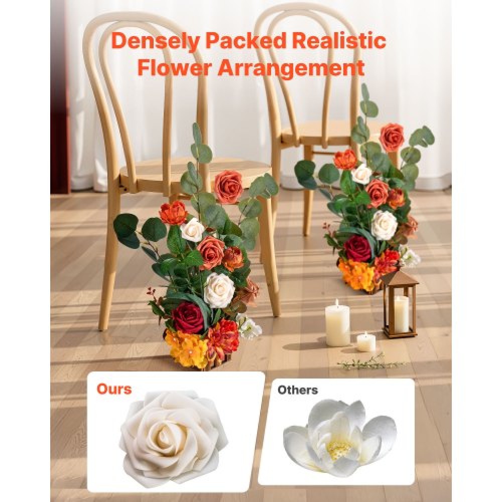 VEVOR Standing Artificial Flowers Arrangements 4 ΤΕΜ., 450 mm Tall Faux Flower Decorations for Wedding Asle Runner Chair, Orange Floral Centerpieces for Ceremical Deception Party Decoration Outdoor