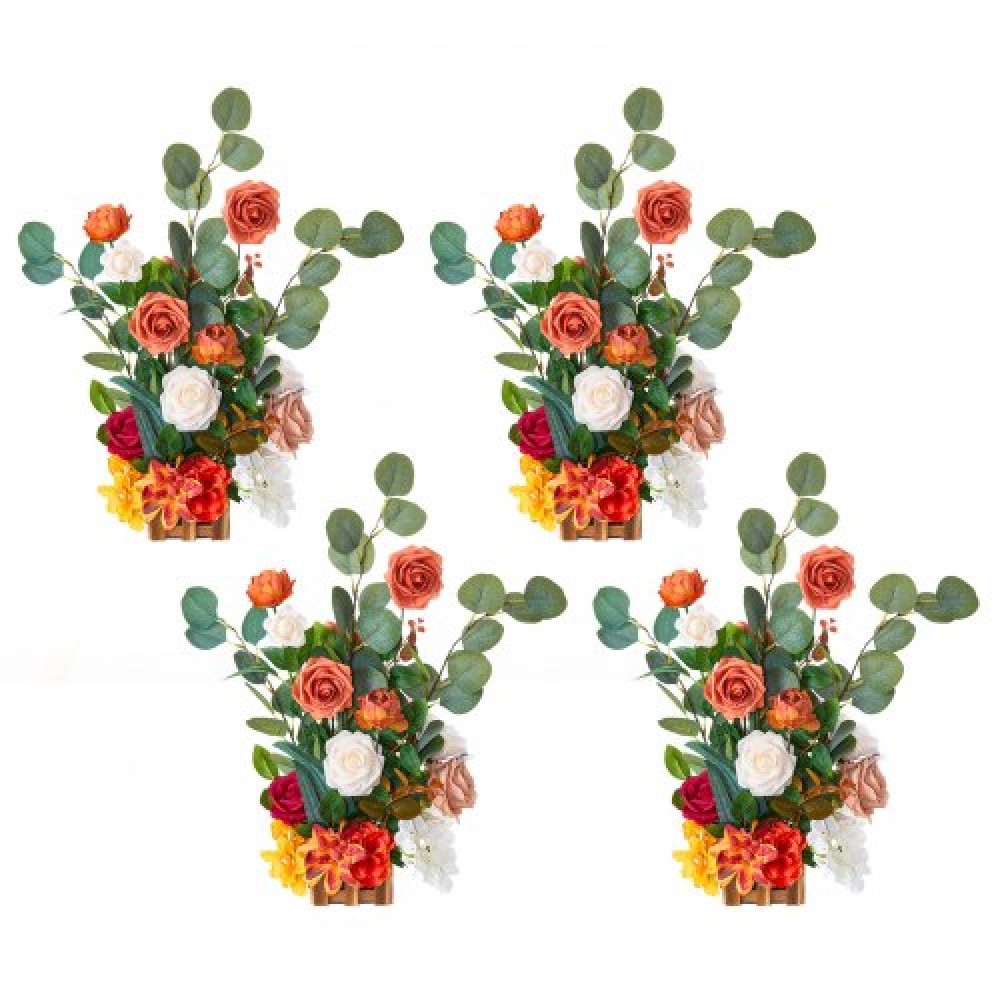 VEVOR Standing Artificial Flowers Arrangements 4 ΤΕΜ., 450 mm Tall Faux Flower Decorations for Wedding Asle Runner Chair, Orange Floral Centerpieces for Ceremical Deception Party Decoration Outdoor
