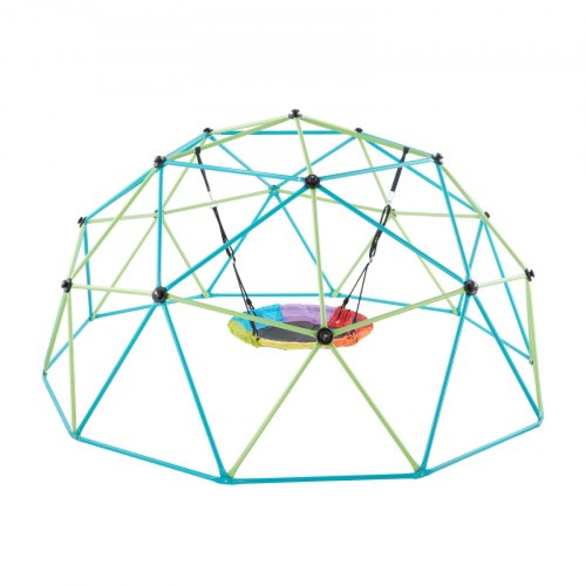 VEVOR Climbing Dome, 305cm Geometric Dome Climber with Saucer Swing, 453kg Loading Kid's Jungle Gym Παιδική χαρά, Εύκολη συναρμολόγηση Εξοπλισμός αναρρίχησης στην υπαίθρια αυλή για αγόρια κορίτσια 3 έως 10 ετών