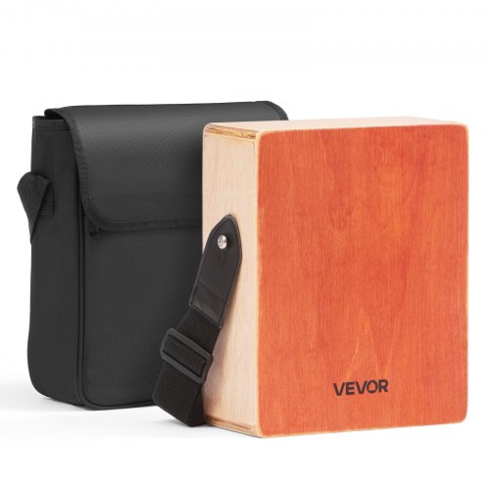 VEVOR Cajon Box Drum Wood Percussion Instrument with Guitar Strings Travel Bag
