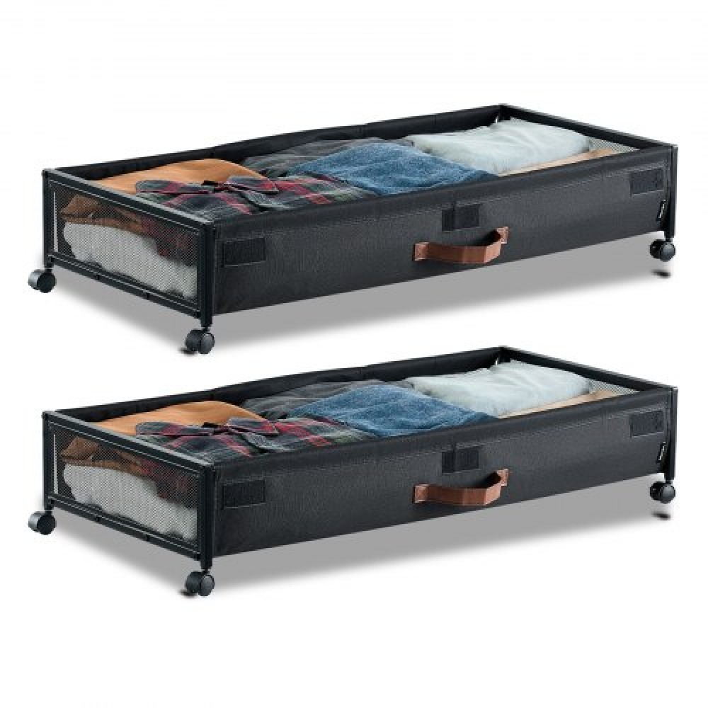 VEVOR Under Bed Storage με ρόδες, 915 x 460 x 185 mm, δοχεία κάτω από το κρεβάτι με διαφανές καπάκι, οργάνωση παπουτσιών κάτω από το κρεβάτι, κύλινδροι αποθήκευσης κάτω από το κρεβάτι για ρούχα, παπούτσια, κουβέρτες, υπνοδωμάτιο, 2 πακέτα