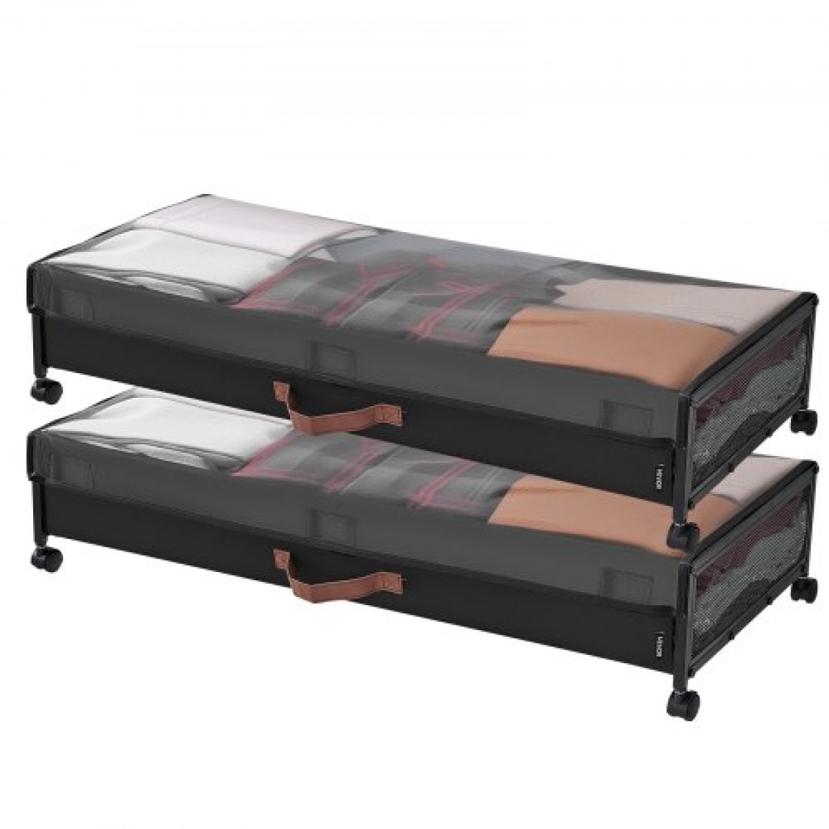 VEVOR Under Bed Storage με ρόδες, 915 x 460 x 185 mm, δοχεία κάτω από το κρεβάτι με διαφανές καπάκι, οργάνωση παπουτσιών κάτω από το κρεβάτι, κύλινδροι αποθήκευσης κάτω από το κρεβάτι για ρούχα, παπούτσια, κουβέρτες, υπνοδωμάτιο, 2 πακέτα