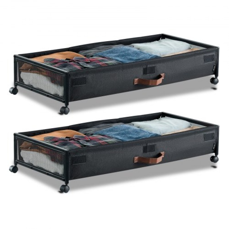 VEVOR Under Bed Storage με ρόδες, 915 x 460 x 185 mm, δοχεία κάτω από το κρεβάτι με διαφανές καπάκι, οργάνωση παπουτσιών κάτω από το κρεβάτι, κύλινδροι αποθήκευσης κάτω από το κρεβάτι για ρούχα, παπούτσια, κουβέρτες, υπνοδωμάτιο, 2 πακέτα