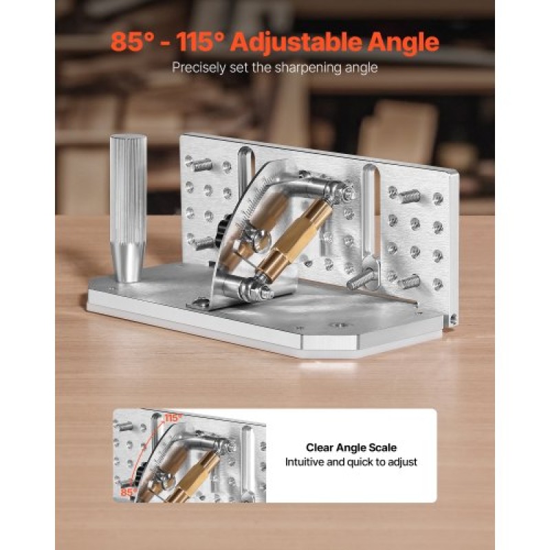 VEVOR Belt Grinder Knife Jig, 85° - 115° Adjustable Belt Sander Knife Sharpening Jig with Dual Handles, Long Sharpener Locator 195mm Συμβατό με μηχανές ακονίσματος πάγκων, μηχανήματα ακονίσματος