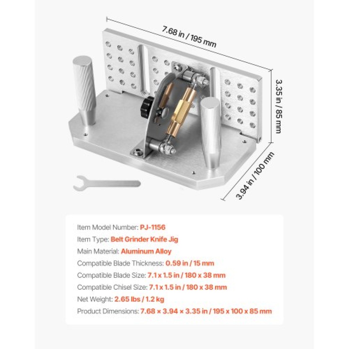 VEVOR Belt Grinder Knife Jig, 85° - 115° Adjustable Belt Sander Knife Sharpening Jig with Dual Handles, Long Sharpener Locator 195mm Συμβατό με μηχανές ακονίσματος πάγκων, μηχανήματα ακονίσματος