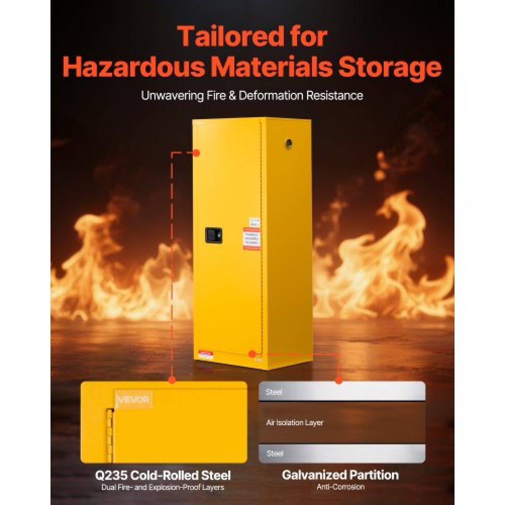 VEVOR 23Gal Flammable Storage Cabinet with Adjustable Shelf for Flammable Liquid