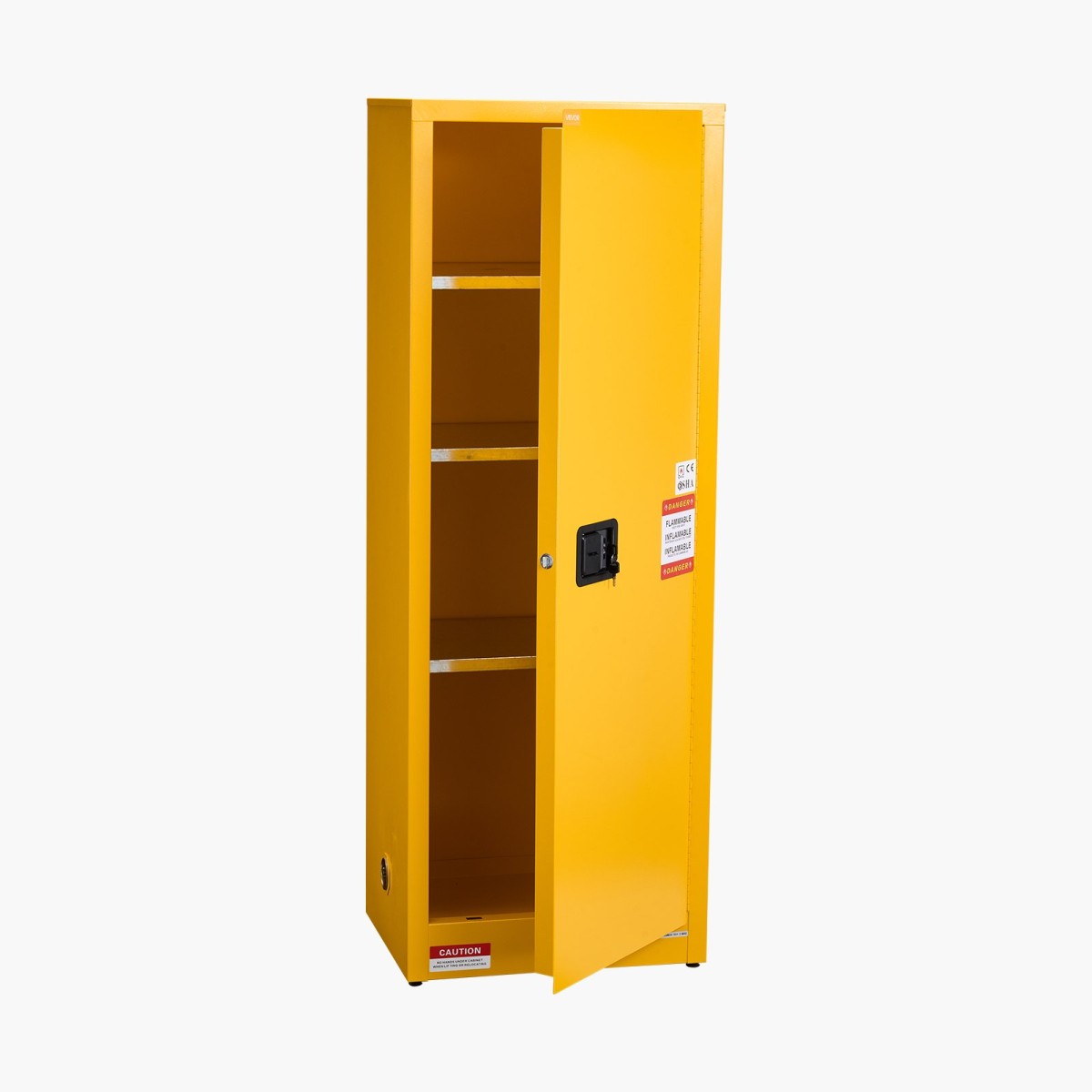 Εύφλεκτο ντουλάπι VEVOR, 59 x 46 x 165,1 cm, 23 γαλόνια εύφλεκτο ντουλάπι αποθήκευσης με ρυθμιζόμενο ράφι, ντουλάπια ψυχρής έλασης και γαλβανισμένο χάλυβα, για εμπορική βιομηχανική και οικιακή χρήση, κίτρινο