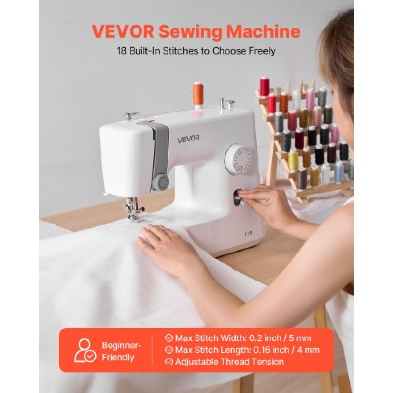 VEVOR Sewing Machine Portable Electric Sewing Machine 18 Stitch Applications