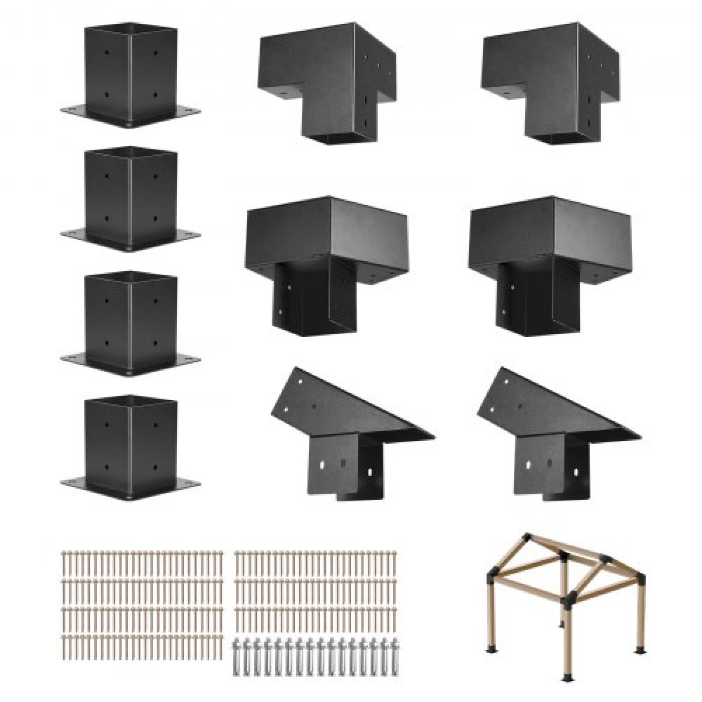 VEVOR 4x4 Inch Pergola Bracket Kit Inner 3.5x3.5 3- & 4-Way Brackets for Gazebo