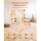Εσωτερική παιδική χαρά VEVOR Jungle Gym, 8 σε 1 Ξύλινη εσωτερική παιδική χαρά για παιδιά, 100 KG παιχνίδια αναρρίχησης Montessori με τσουλήθρα, κούνια, μαϊμού μπαρ, δαχτυλίδια γυμναστικής, Ξύλινη σκάλα / σχοινί, δίχτυ και μπάρα αναρρίχησης