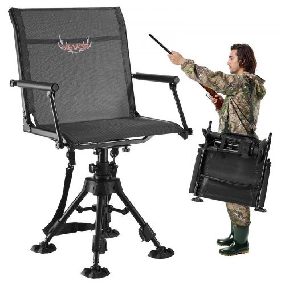 VEVOR Hunting Chair 360° Swivel Folding Blind Chair Adjustable Legs Armrests