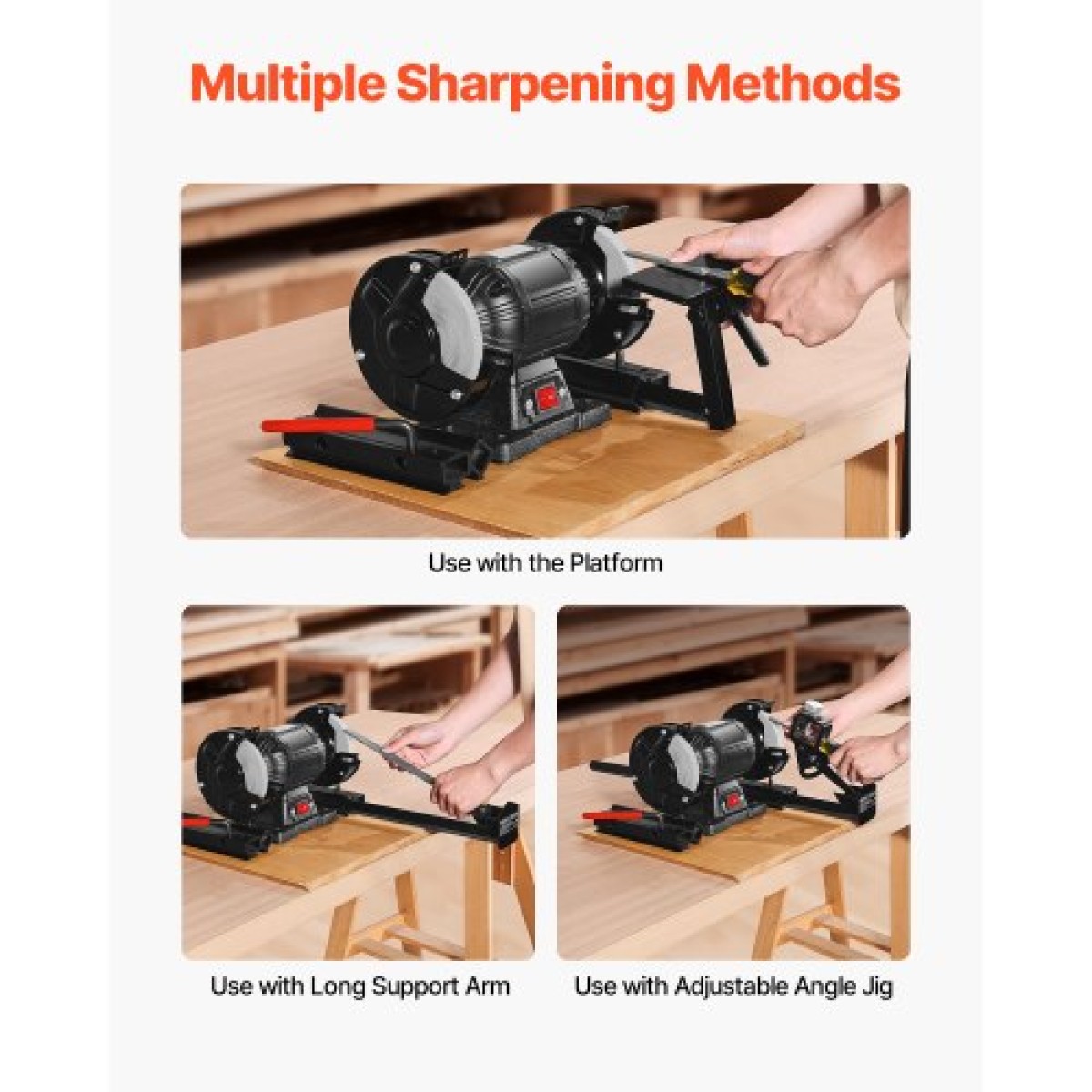 VEVOR Multi-Grind Sharpening System, Vari-Grind Pro Sharpening Jig Kit για 6" & 8" Grinders Πάγκου – με πλατφόρμα, Long Support Bouge & Fingernail Gouge Jig, για σμίλες, ξυλοτόπιση, σίδερα αεροπλάνου