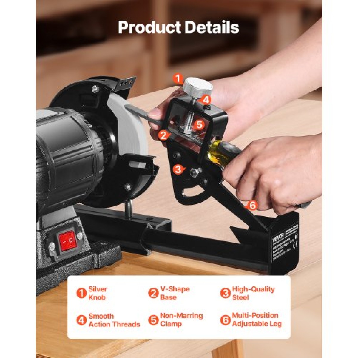 VEVOR Multi-Grind Sharpening System, Vari-Grind Pro Sharpening Jig Kit για 6" & 8" Grinders Πάγκου – με πλατφόρμα, Long Support Bouge & Fingernail Gouge Jig, για σμίλες, ξυλοτόπιση, σίδερα αεροπλάνου