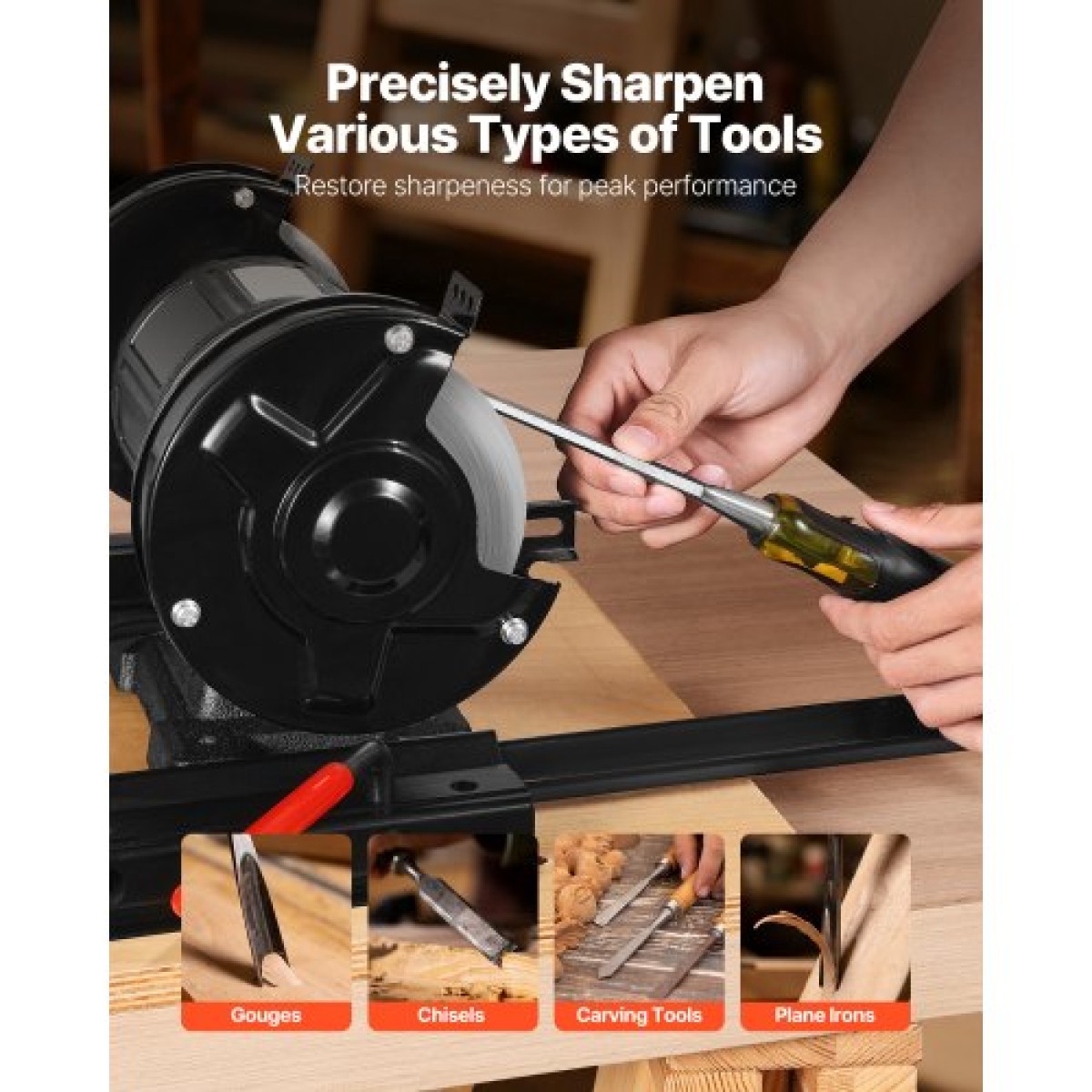 VEVOR Multi-Grind Sharpening System, Vari-Grind Pro Sharpening Jig Kit για 6" & 8" Grinders Πάγκου – με πλατφόρμα, Long Support Bouge & Fingernail Gouge Jig, για σμίλες, ξυλοτόπιση, σίδερα αεροπλάνου