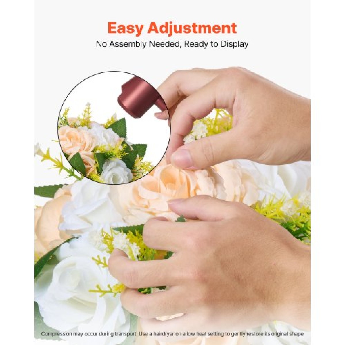 Μπουκέτο VEVOR Flower Ball Arrangement 10 ΤΕΜ, 240 mm Διάμετρος Artificial Flower Balls Banks Wedding Centrepieces, Rose Arrangement for Wedding Centrepiece Διακόσμηση σπιτιού, Σαμπάνια & Λευκά τριαντάφυλλα