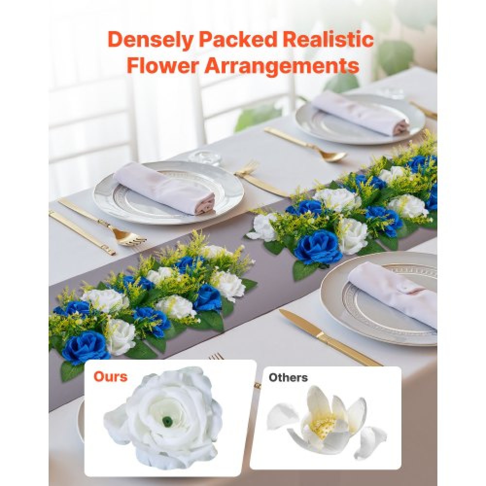 Ανθοδέσμη VEVOR Flower Ball Arrangement 10 ΤΕΜ, 500 x 220 mm Τεχνητά λουλούδια Μπάλες Τραπεζιού Γάμου Κεντρικά, Συνθέσεις Faux Rose for Wedding Κεντρική διακόσμηση σπιτιού, Μπλε και λευκά τριαντάφυλλα