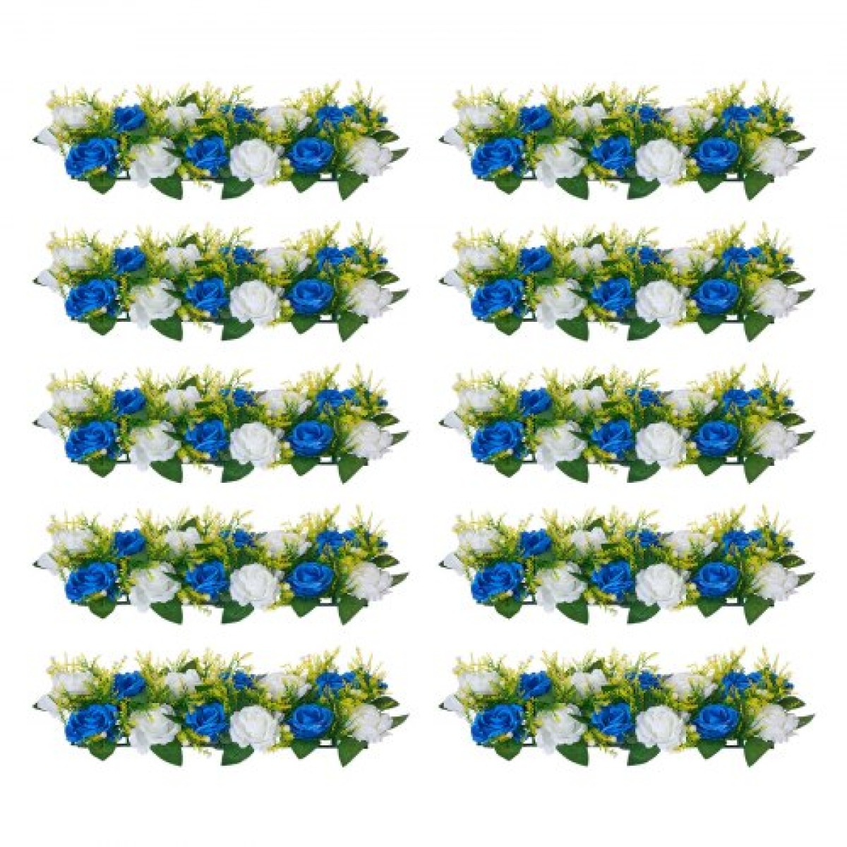 Ανθοδέσμη VEVOR Flower Ball Arrangement 10 ΤΕΜ, 500 x 220 mm Τεχνητά λουλούδια Μπάλες Τραπεζιού Γάμου Κεντρικά, Συνθέσεις Faux Rose for Wedding Κεντρική διακόσμηση σπιτιού, Μπλε και λευκά τριαντάφυλλα