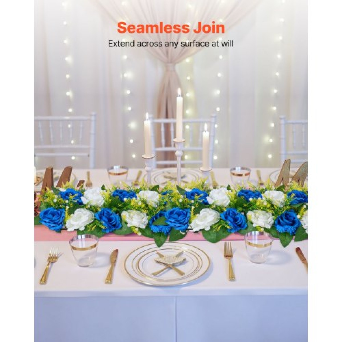 Ανθοδέσμη VEVOR Flower Ball Arrangement 10 ΤΕΜ, 500 x 220 mm Τεχνητά λουλούδια Μπάλες Τραπεζιού Γάμου Κεντρικά, Συνθέσεις Faux Rose for Wedding Κεντρική διακόσμηση σπιτιού, Μπλε και λευκά τριαντάφυλλα