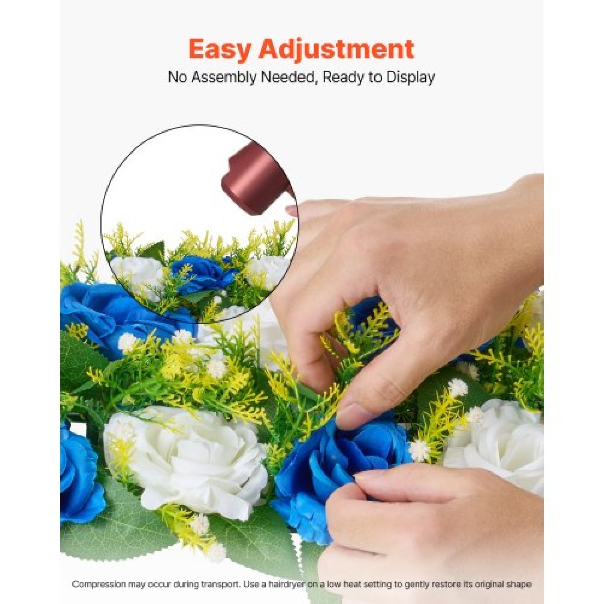 Ανθοδέσμη VEVOR Flower Ball Arrangement 10 ΤΕΜ, 500 x 220 mm Τεχνητά λουλούδια Μπάλες Τραπεζιού Γάμου Κεντρικά, Συνθέσεις Faux Rose for Wedding Κεντρική διακόσμηση σπιτιού, Μπλε και λευκά τριαντάφυλλα