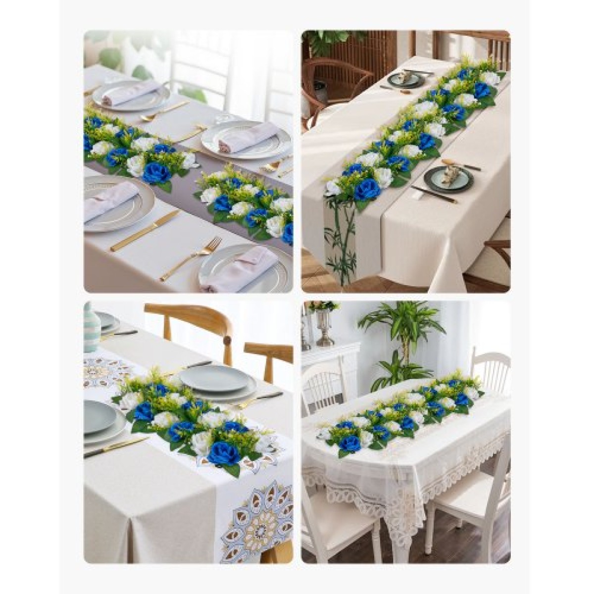 Ανθοδέσμη VEVOR Flower Ball Arrangement 10 ΤΕΜ, 500 x 220 mm Τεχνητά λουλούδια Μπάλες Τραπεζιού Γάμου Κεντρικά, Συνθέσεις Faux Rose for Wedding Κεντρική διακόσμηση σπιτιού, Μπλε και λευκά τριαντάφυλλα