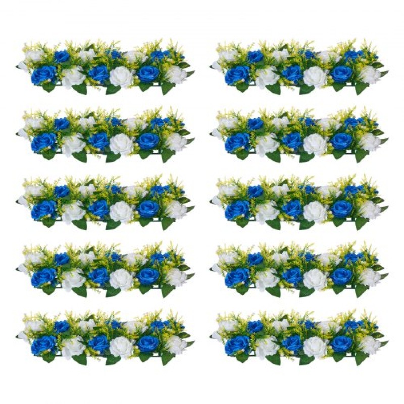 Ανθοδέσμη VEVOR Flower Ball Arrangement 10 ΤΕΜ, 500 x 220 mm Τεχνητά λουλούδια Μπάλες Τραπεζιού Γάμου Κεντρικά, Συνθέσεις Faux Rose for Wedding Κεντρική διακόσμηση σπιτιού, Μπλε και λευκά τριαντάφυλλα