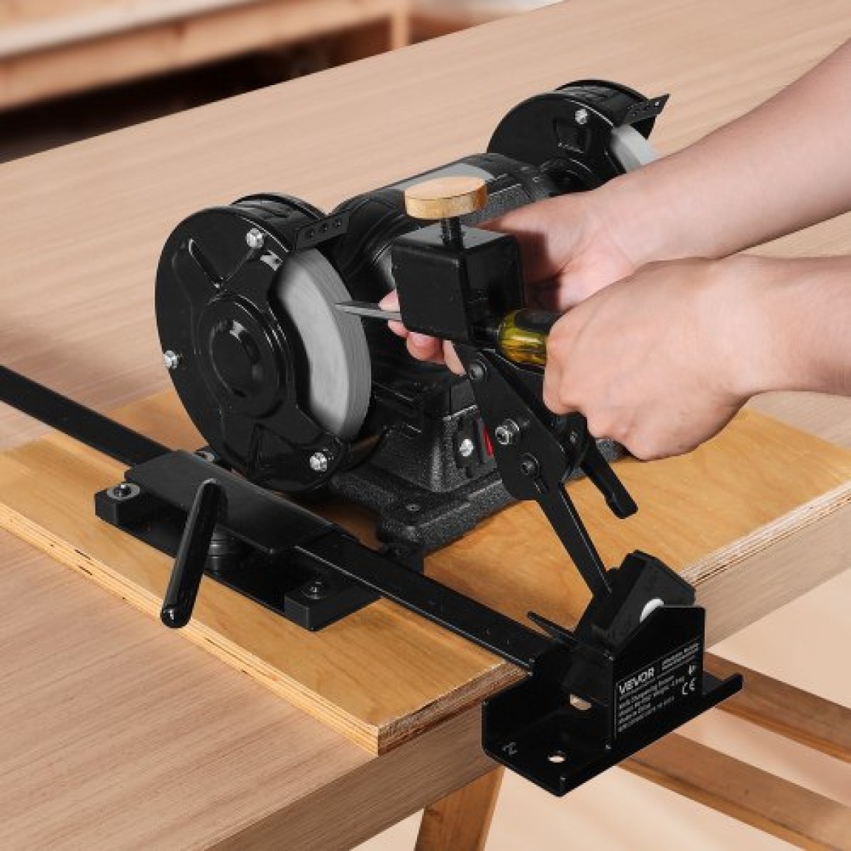 VEVOR Pro Grind Sharpening System, Multi-Grind Sharpening Jig για 152mm & 203mm Bench Grinder - με πλατφόρμα Jig, Tool Rest Bar, Setup Block, Mitre Slide, Micro Bevel Block, για εργαλεία ξυλουργικής