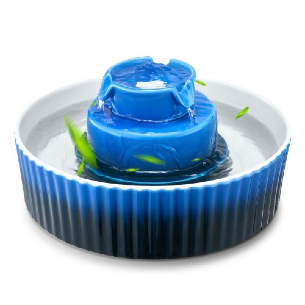 Συντριβάνι VEVOR Ceramic Cat, σιντριβάνι 2,1 L Cupcake για κατοικίδια, πορσελάνινος διανομέας νερού γάτας με εξαιρετικά αθόρυβη αντλία, περιοχή κατανάλωσης 360° και σύστημα φιλτραρίσματος πολλαπλών στρωμάτων, για κατανάλωση γάτων και σκύλων (Μπλε)