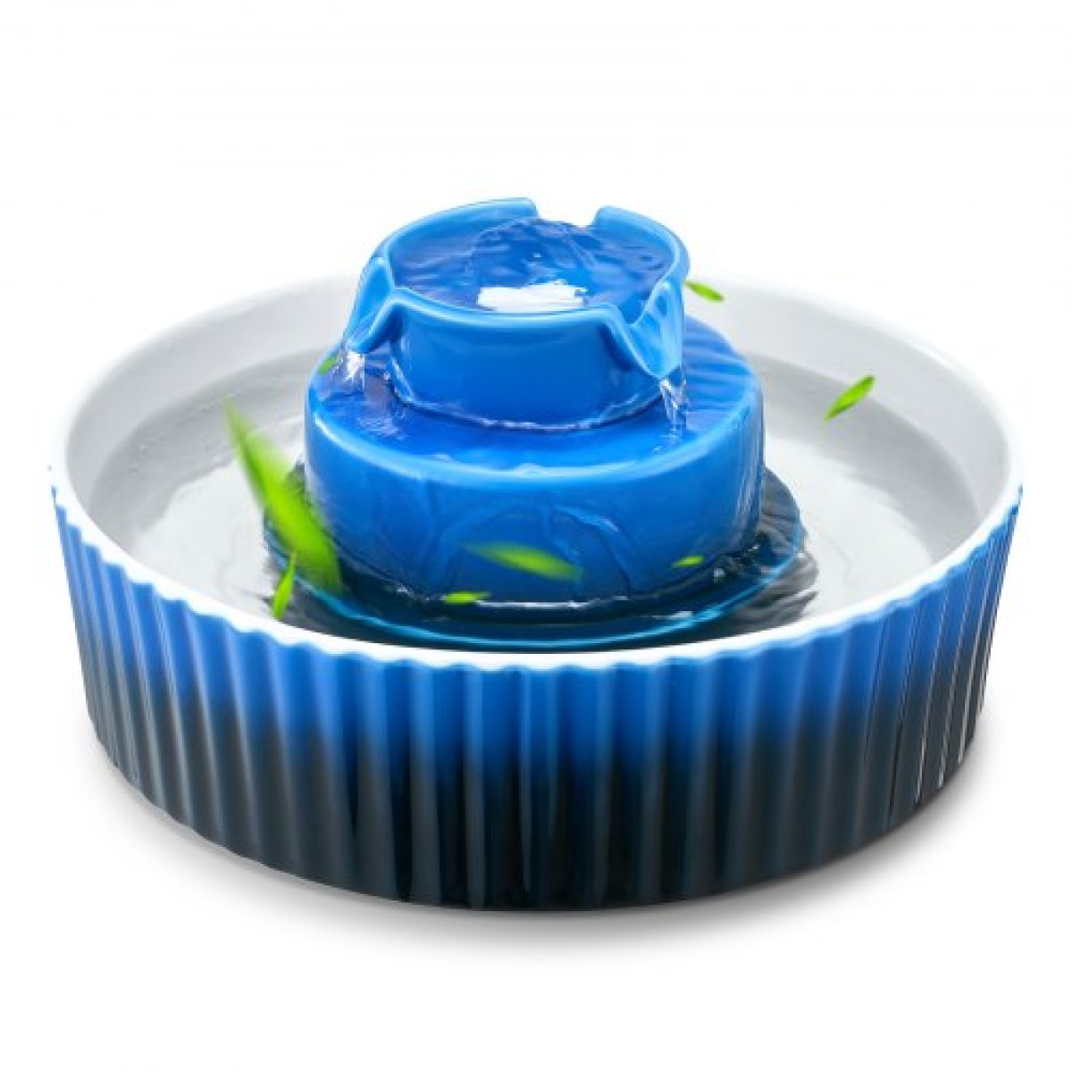 Συντριβάνι VEVOR Ceramic Cat, σιντριβάνι 2,1 L Cupcake για κατοικίδια, πορσελάνινος διανομέας νερού γάτας με εξαιρετικά αθόρυβη αντλία, περιοχή κατανάλωσης 360° και σύστημα φιλτραρίσματος πολλαπλών στρωμάτων, για κατανάλωση γάτων και σκύλων (Μπλε)