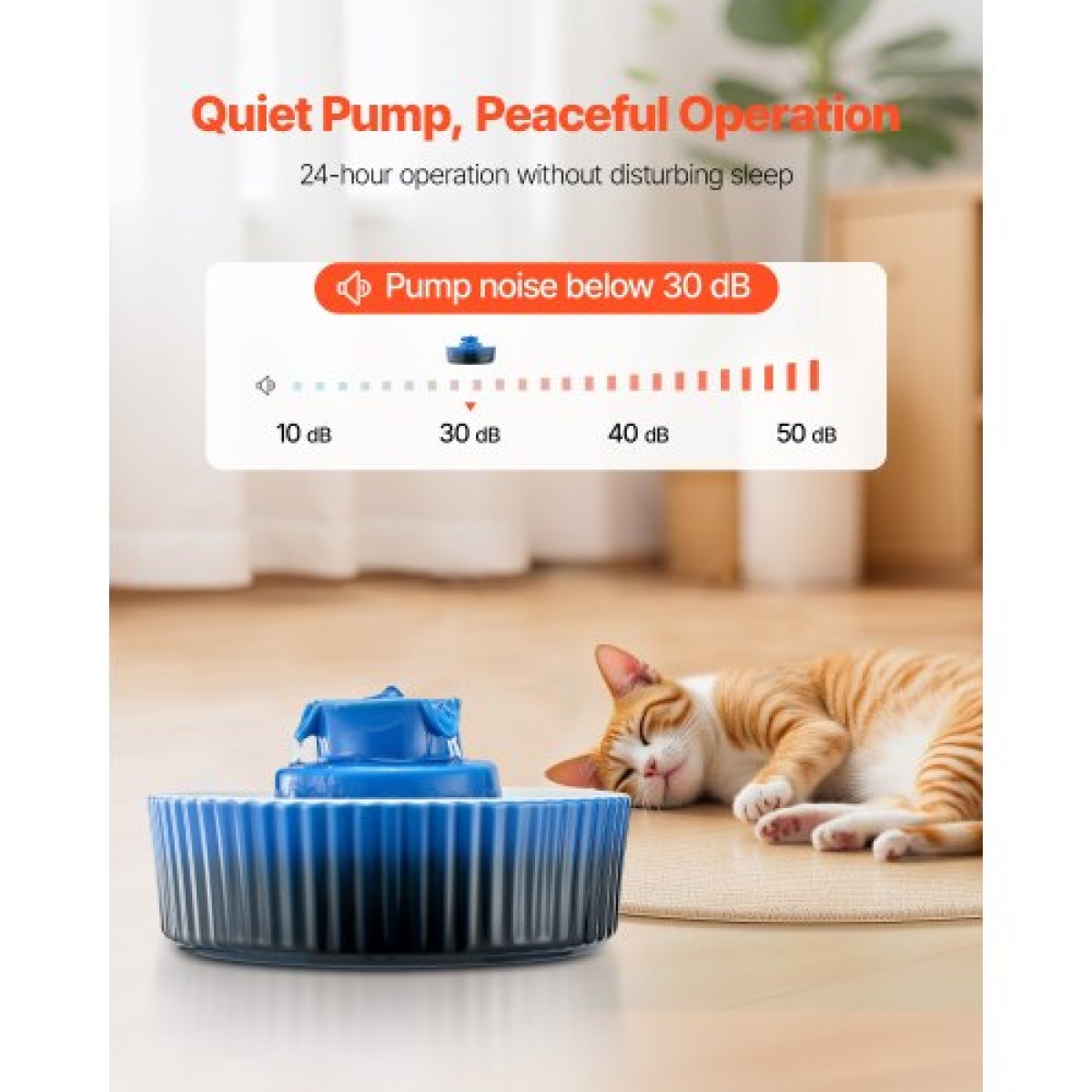 Συντριβάνι VEVOR Ceramic Cat, σιντριβάνι 2,1 L Cupcake για κατοικίδια, πορσελάνινος διανομέας νερού γάτας με εξαιρετικά αθόρυβη αντλία, περιοχή κατανάλωσης 360° και σύστημα φιλτραρίσματος πολλαπλών στρωμάτων, για κατανάλωση γάτων και σκύλων (Μπλε)
