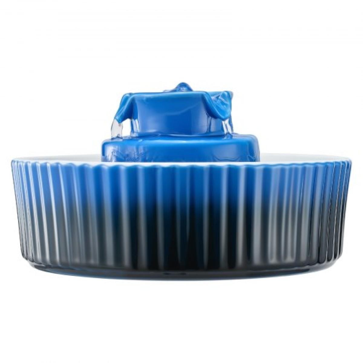 Συντριβάνι VEVOR Ceramic Cat, σιντριβάνι 2,1 L Cupcake για κατοικίδια, πορσελάνινος διανομέας νερού γάτας με εξαιρετικά αθόρυβη αντλία, περιοχή κατανάλωσης 360° και σύστημα φιλτραρίσματος πολλαπλών στρωμάτων, για κατανάλωση γάτων και σκύλων (Μπλε)