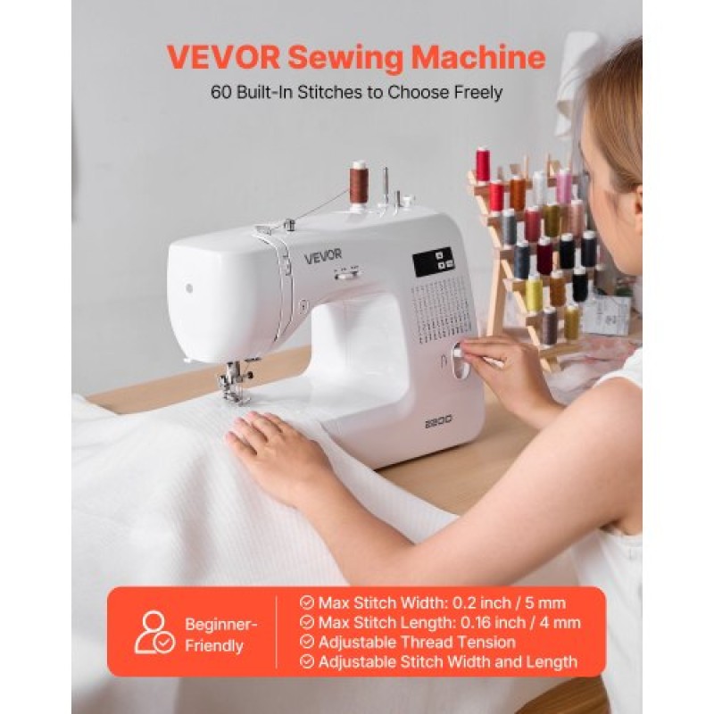 VEVOR Computerized Sewing Machine Digital Sewing Machine 60 Stitch Applications