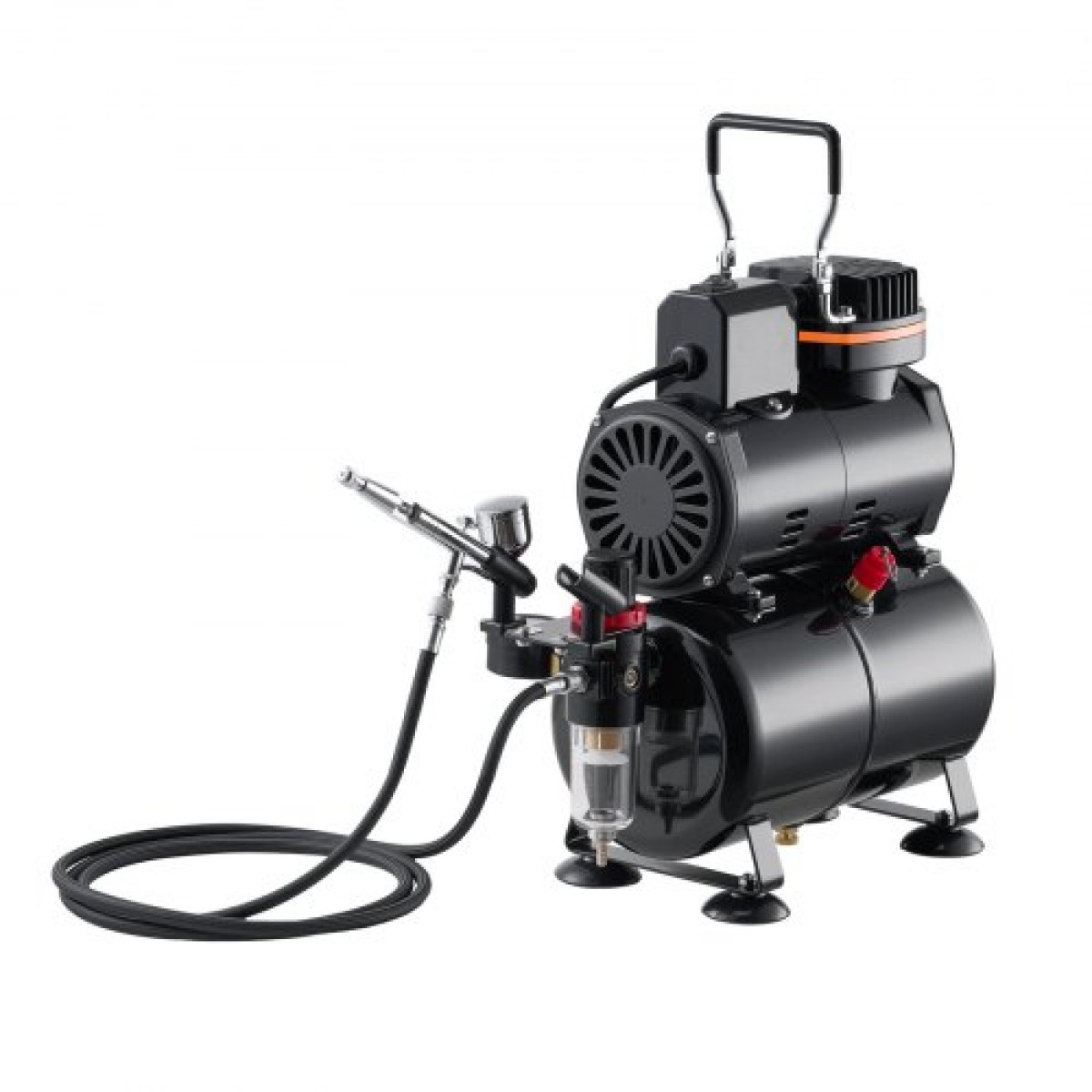 Σετ VEVOR Airbrush Kit, 1/6 HP, Air Brush Kit με αεροσυμπιεστή και ντεπόζιτο, 1 Dual-Action Professional Airbrush with 3 Tips, Acrylic paint, Low Noise, for Cake Decorating, Model Painting, Nail Art