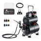 Σετ VEVOR Airbrush Kit, 1/6 HP, Air Brush Kit με αεροσυμπιεστή και ντεπόζιτο, 1 Dual-Action Professional Airbrush with 3 Tips, Acrylic paint, Low Noise, for Cake Decorating, Model Painting, Nail Art