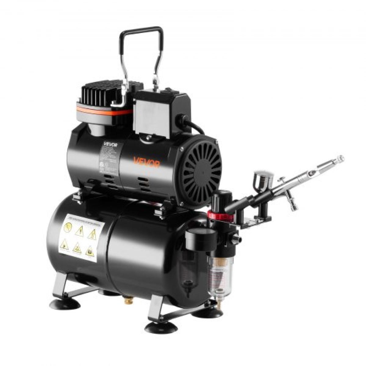 Σετ VEVOR Airbrush Kit, 1/6 HP, Air Brush Kit με αεροσυμπιεστή και ντεπόζιτο, 1 Dual-Action Professional Airbrush with 3 Tips, Acrylic paint, Low Noise, for Cake Decorating, Model Painting, Nail Art